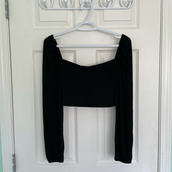 Sunday Best Prairie Cropped Long Sleeve in Black - Picture 1 of 6